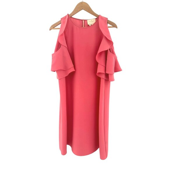 Kate Spade Cold Shoulder Shift Dress Petunia Pink Coral‎ Size Large Summer Party - Picture 7 of 12